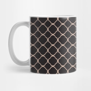 Black beige pattern in quatrefoil moroccan tile style Mug